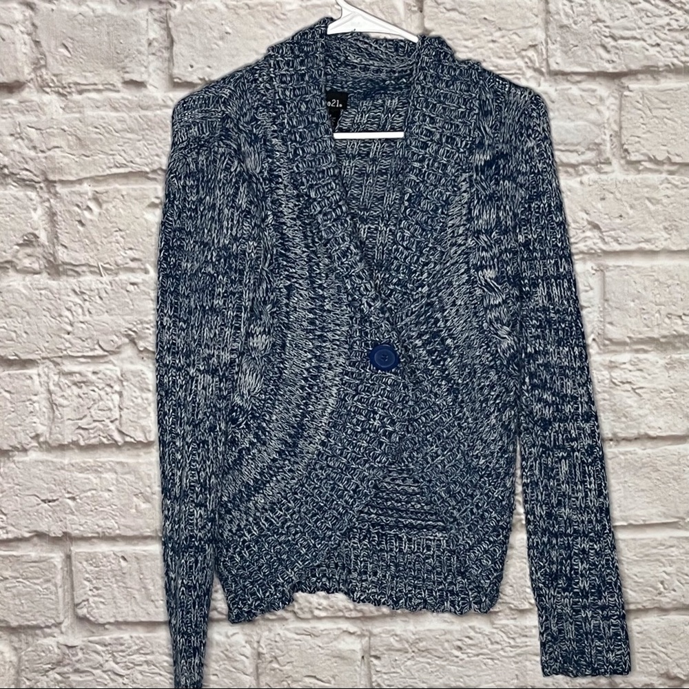 Rue 21 Sweater Blue White‎ Button Juniors Women's Size medium